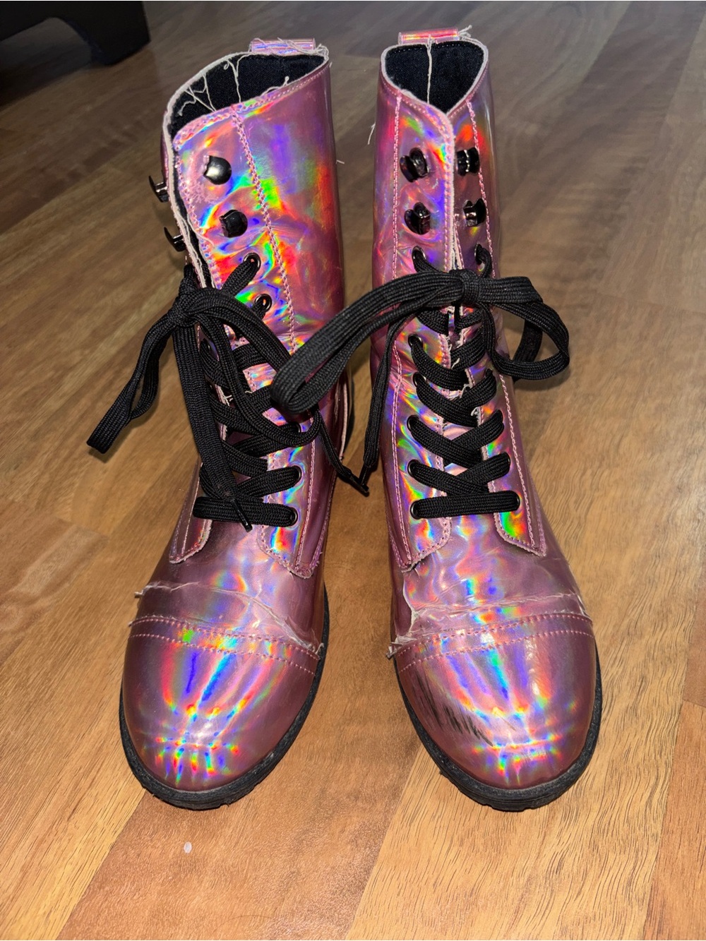 Dolls Kill ✨💖 Pink Iridescent Boots